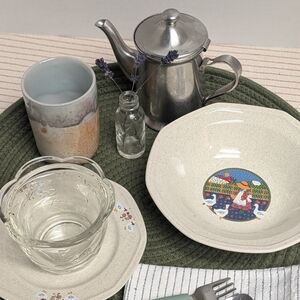 Girl With Geese Stoneware, Set For 2